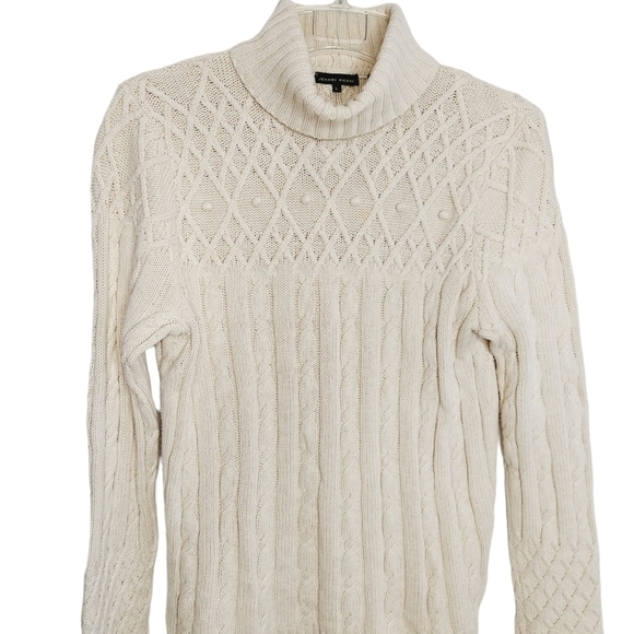VTG Jeanne Pierre Sweater Large Turtleneck Cable Knit Fishermans Knit Bobbled - Picture 6 of 12